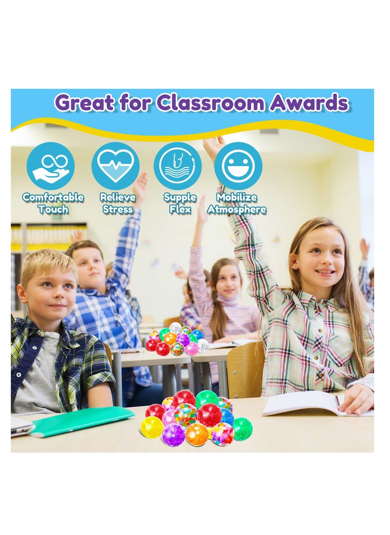 KASTWAVE - 50 Pack Mini Stress Ball Fidget Toy Bulk for Kids Adults Squishy Balls Squeeze Fidget Toys Sensory Stress Balls Set Filled with Water Beads Classroom Prize, Party Favors - Image 1