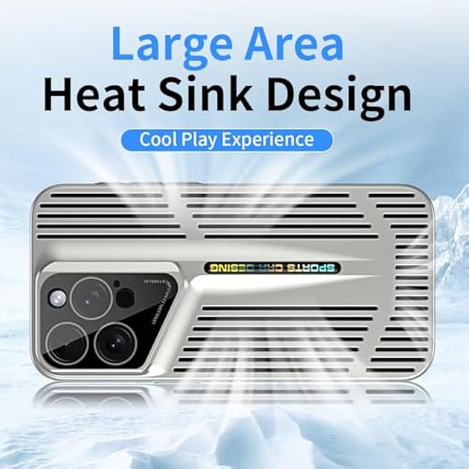 KASTWAVE PC Case for iPhone 16 Pro Cases Shockproof Protective Phone Case Cover with Camera Lens Protector Cover Electroplating Frosted Hollow airPermeable HeatDissipation Mobile Phone Cases Silver - Image 2