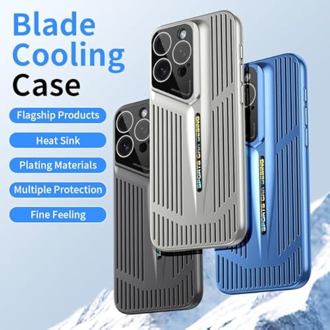 KASTWAVE PC Case for iPhone 16 Pro Cases Shockproof Protective Phone Case Cover with Camera Lens Protector Cover Electroplating Frosted Hollow airPermeable HeatDissipation Mobile Phone Cases Silver - Image 3