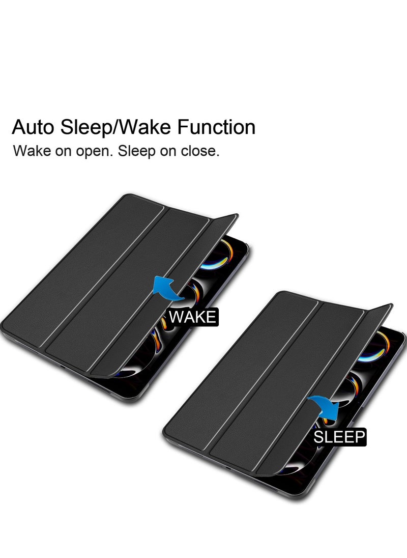 Case for IPad Pro 13 Inch (M4) 2024 Released Slim Stand Hard Back Shell Protective Smart Cover with Auto Sleep Wake Feature for IPad Pro 13 Inch Tablet (Black)