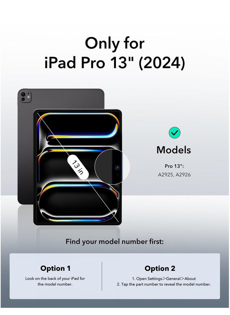 Case for IPad Pro 13 Inch (M4) 2024 Released Slim Stand Hard Back Shell Protective Smart Cover with Auto Sleep Wake Feature for IPad Pro 13 Inch Tablet (Black)
