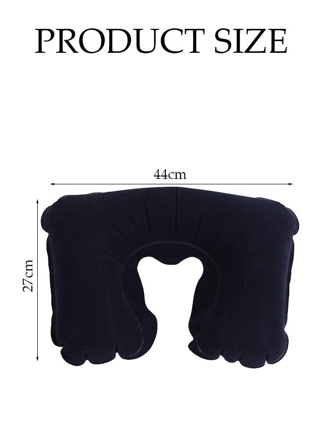 U-Shaped Inflatable Travel Neck Pillow,Airplanes Travel Light Neck Support Head Neck/Lumbar for Traveling (Black)