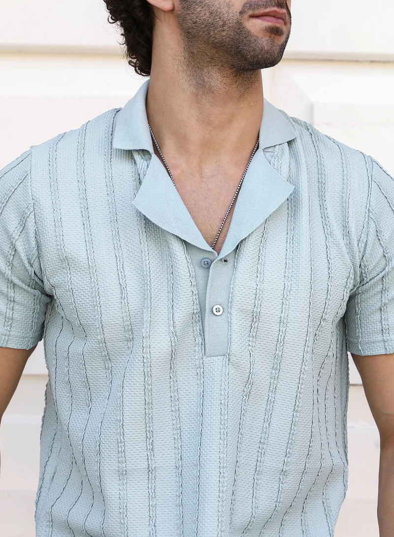 كامبوس سوترا Men's Mint Green Wicker-Tactile Polo T-Shirt