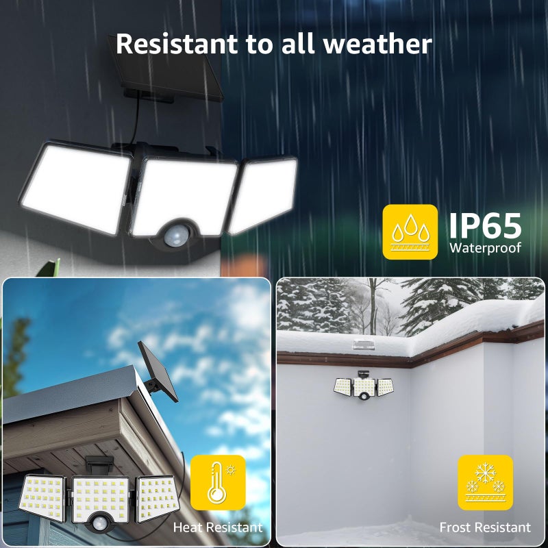Lepro Solar Lights for Outside, WL5000 Motion Activated Security Lights, Separate Solar Panel, 3 Adjustable Head 270Â° Wide Lighting Angle, IP65 Waterproof Wall Lamp for Porch Yard Garage, 2 Packs - Image 5