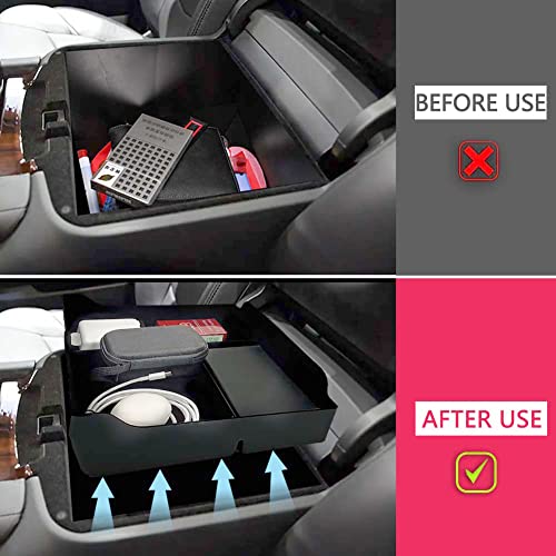CUCHIYUN For Cadillac Escalade Center Console Organizer Insert Tray Armrest Storage Box Compatible with Cadillac Escalade Accessories 2019 2018 2017 2016 2015 Flocking Armrest Storage Box - Anti-Skid - Image 3
