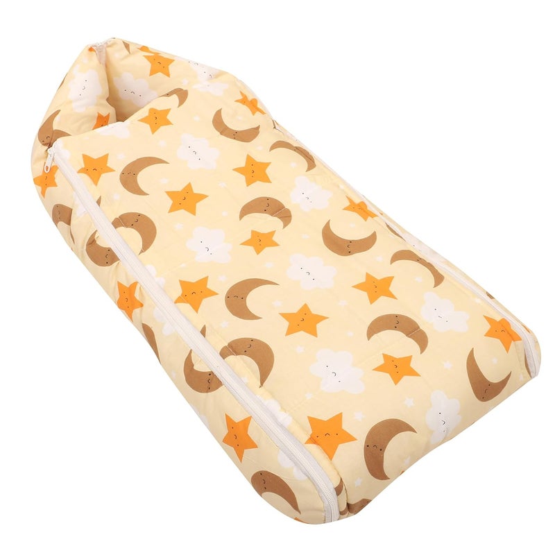 Nonibud Baby Cotton Sleeping Bed Cum Carrying Nest Bag with Storage Bag Large Size 77 Cms X 40 Cms 09 Months SkyBlue Star Print Orange Star - Image 1