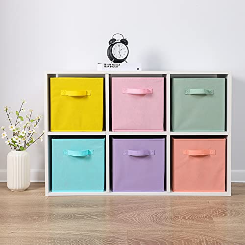 Stero 13x13x13 Inch Fabric Storage Bins 6 Pack Fun Colored Durable Storage Cubes with Handles Foldable Cube Baskets for Home, Kids Room, Closet and Toys Organization Multi Colors - Image 4