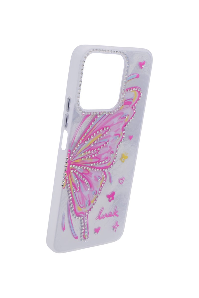 CFS TPU Butterflies and Rhinestones Back Cover Case For HONOR X7C - Blue Pink - Image 3