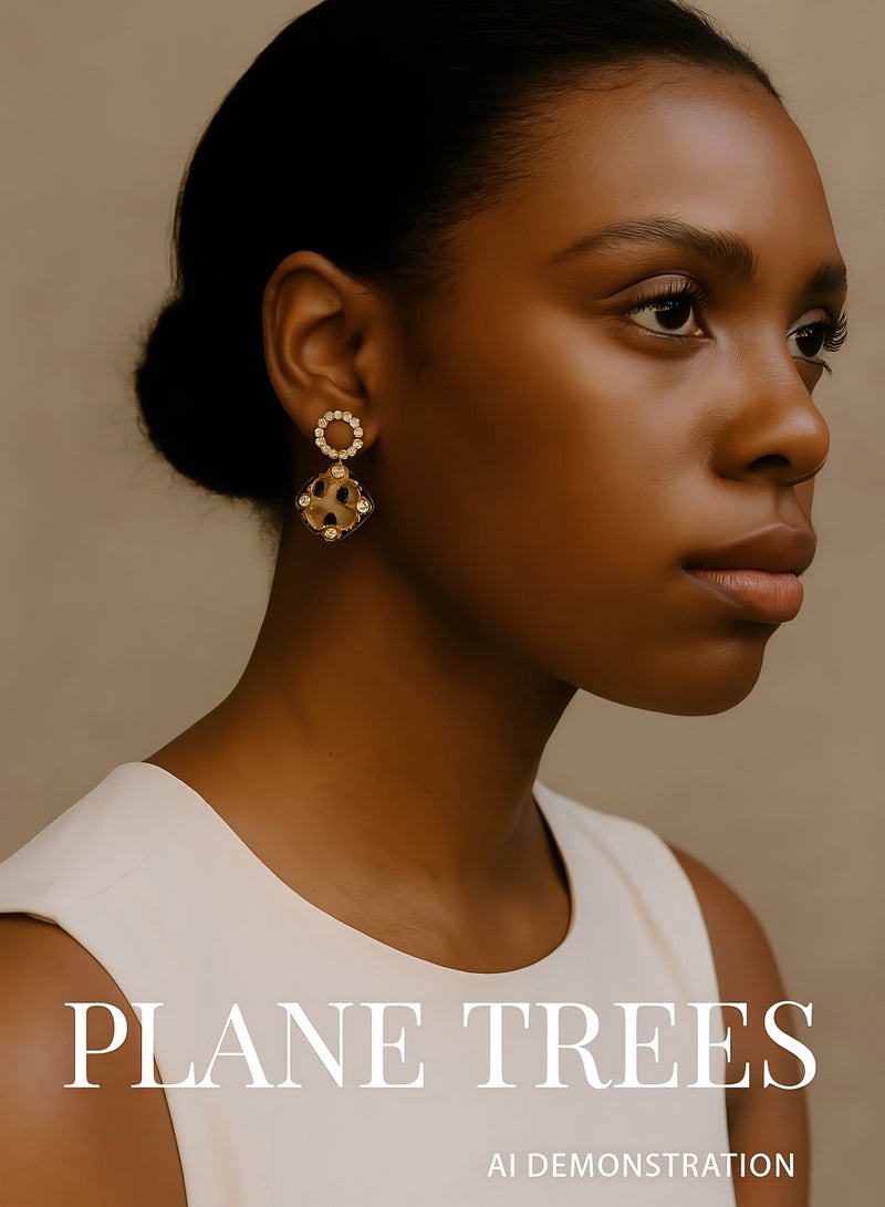 PLANE TREES Leopard Pattern Drop Earrings – Faux Fur & Crystal Embellished Gold Hoop Design – Bold Statement Jewelry for Women - Image 3