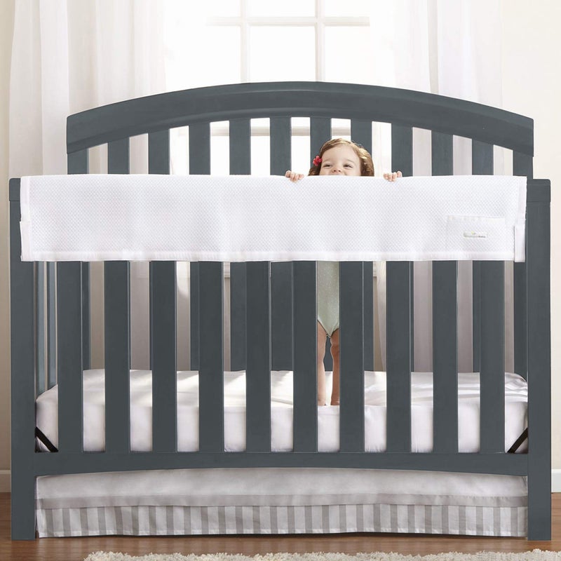 BreathableBaby BreathableBaby Breathable Mesh RailGuard Teething Cover White 51 Long Panel 1 Fits Most FullSize and Does Not Fit Mini Cribs Use with Coordinating Short Panels for Extra Coverage 
