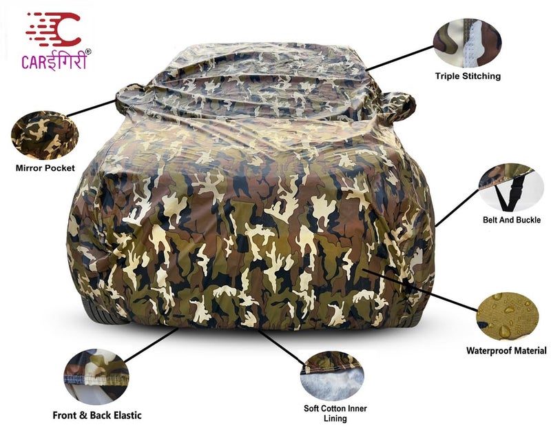 Carigiri Waterproof Camouflage Military Jungle Print Car Body Cover for Maruti Omni(100% Waterproof,Triple Stitched,Mirror Pocket,UV Resistant,Dustproof) - Image 5
