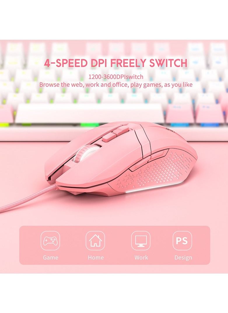 أونيكوما - ONIKUMA CW921 ماوس ألعاب 4-Gear 1200-3600DPI Macro Programming White Light Backlight USB Wired Mouse لأجهزة الكمبيوتر المحمول Gamers - Image 1
