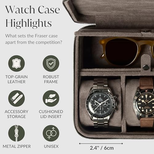TAWBURY 3 Watch Case with Storage Compartment – Top-Grain Leather Watch Travel Case for Men | Leather Watch Roll Travel Case | Travel Watch Cases for Men | Travel Watch Box for Men Leather - Image 4