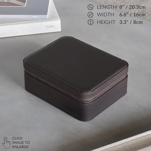 TAWBURY 3 Watch Case with Storage Compartment – Top-Grain Leather Watch Travel Case for Men | Leather Watch Roll Travel Case | Travel Watch Cases for Men | Travel Watch Box for Men Leather - Image 3