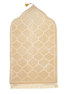 Fabienne Embossed Prayer Mat Anti-Slip Velvet Top Islamic Prayer Mat Dome Style Thick Padded Sajadah Prayer Rug for Men Women Eid Gift Ramadan Beige 70x110 cm  - Image 1