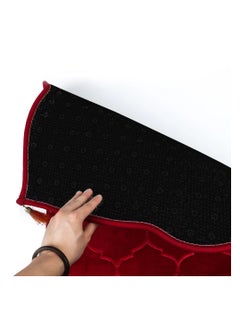 Fabienne Embossed Prayer Mat Anti-Slip Velvet Top Islamic Prayer Mat Dome Style Thick Padded Sajadah Prayer Rug for Men Women Eid Gift Ramadan Beige 70x110 cm  - Image 4