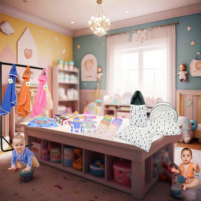 Toddylon Flat Bed 56 in 1 New Born Baby Products All | Gift Packs | Maternity Kit | Baby Clothes | Baby Bedding | Essentials Items | Baby Shower | Infants Combo (Multicolor, 0-6 Months) - Image 4