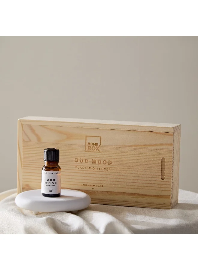 Home Box Eden Oud Wood Aroma Oil With Plaster Diffuser In Wooden Box Set