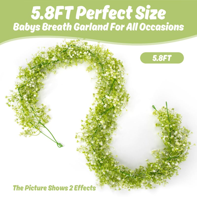Rainflow 2PCS Babys Breath Artificial Flowers - RAINFLOW Flower Garland Artificial Flowers for Decoration Greenery Garland Fake Hanging Plant Garlands for Decoration Wedding Arch Table Wedding Decor 5.8FT - Image 2