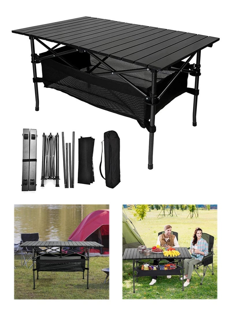 تابيت 95x55x50CM طاولة التخييم القابلة للطي في الهواء الطلق ، طاولة شواء نزهة سبيكة الألومنيوم ، طاولة حفلة شاطئ التخييم المحمولة مع حقيبة التخزين - Image 1