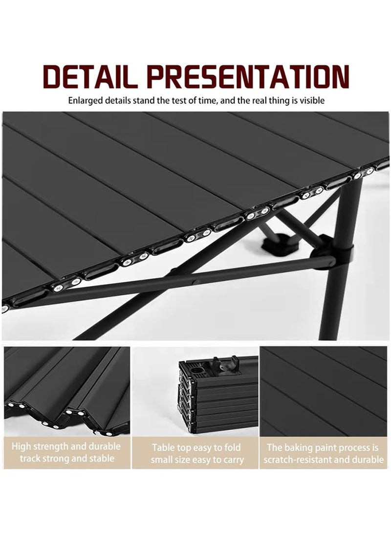 تابيت 95x55x50CM طاولة التخييم القابلة للطي في الهواء الطلق ، طاولة شواء نزهة سبيكة الألومنيوم ، طاولة حفلة شاطئ التخييم المحمولة مع حقيبة التخزين - Image 4