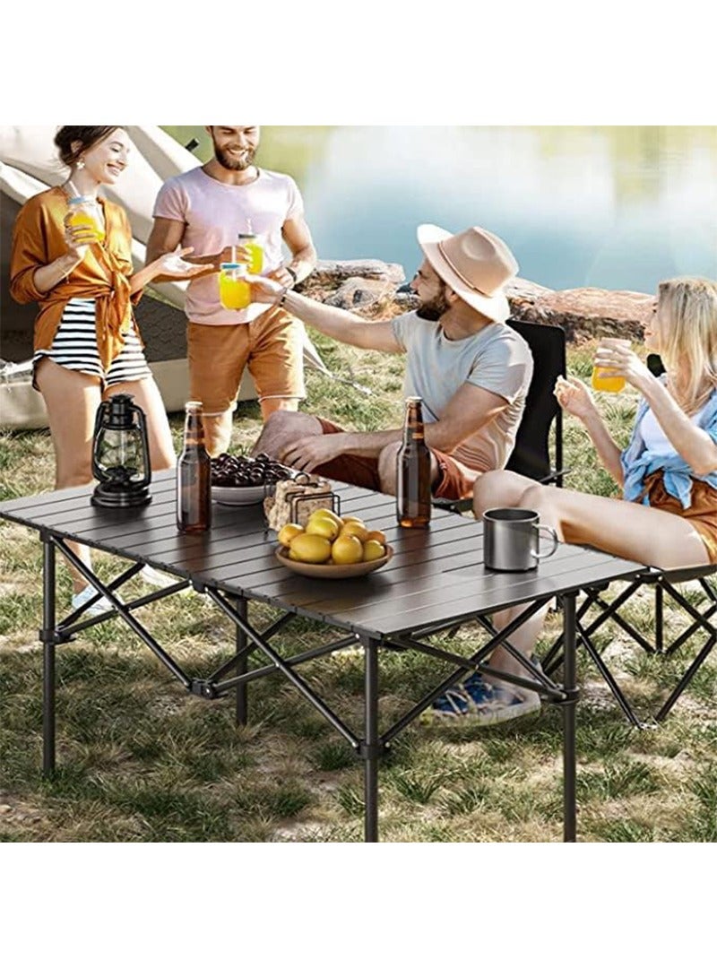 تابيت 95x55x50CM طاولة التخييم القابلة للطي في الهواء الطلق ، طاولة شواء نزهة سبيكة الألومنيوم ، طاولة حفلة شاطئ التخييم المحمولة مع حقيبة التخزين - Image 2