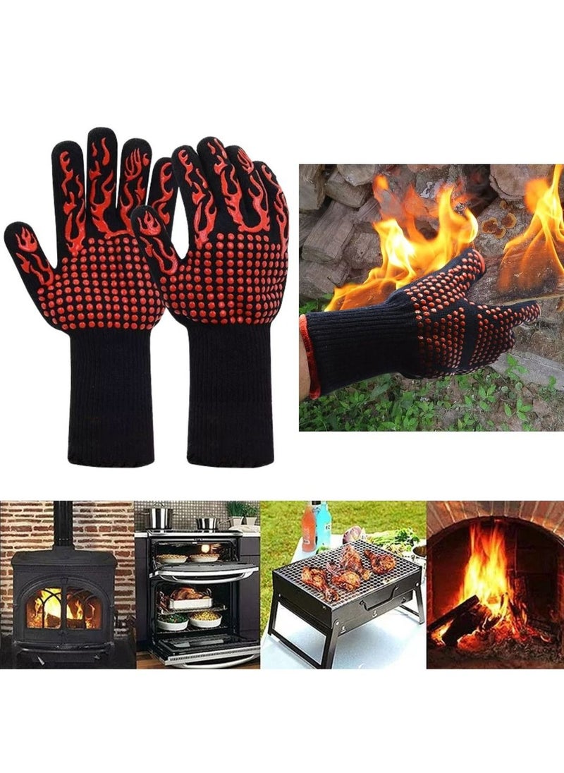 ARTC ARTC Extreme Heat Resistant BBQ Hot Oven Gloves and Charcoal Grill Mitts With Insulated Silicone Non Slip Grips  - Image 2