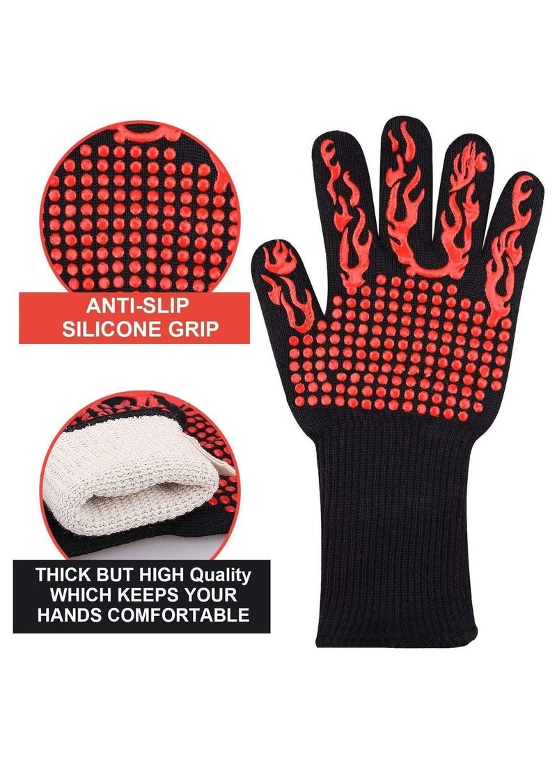 ARTC ARTC Extreme Heat Resistant BBQ Hot Oven Gloves and Charcoal Grill Mitts With Insulated Silicone Non Slip Grips  - Image 3