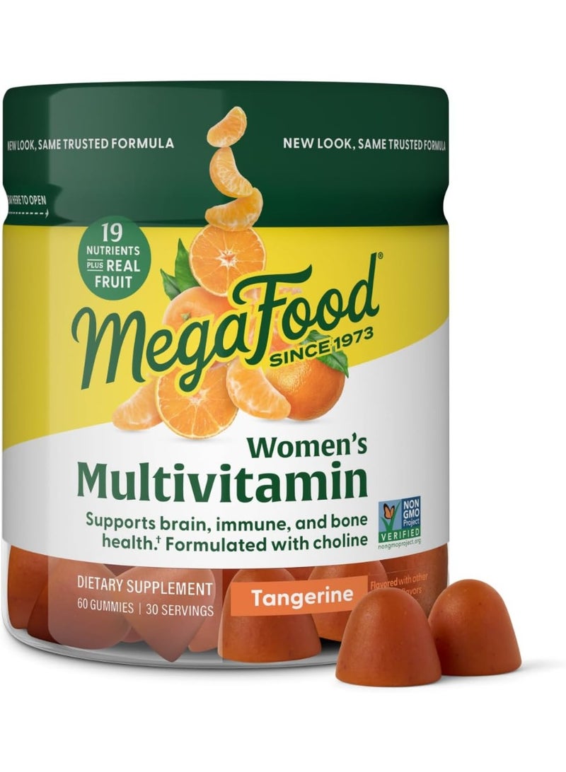 MegaFood ميغا فود متعددة الفيتامينات للنساء - فيتامينات جيلاتينية للنساء - فيتامين سي، فيتامين د، زنك، فيتامين ب12 وكولين - دعم المناعة وصحة العظام - نباتي - برتقال - 60 جيلاتي (30 حصة) - Image 1