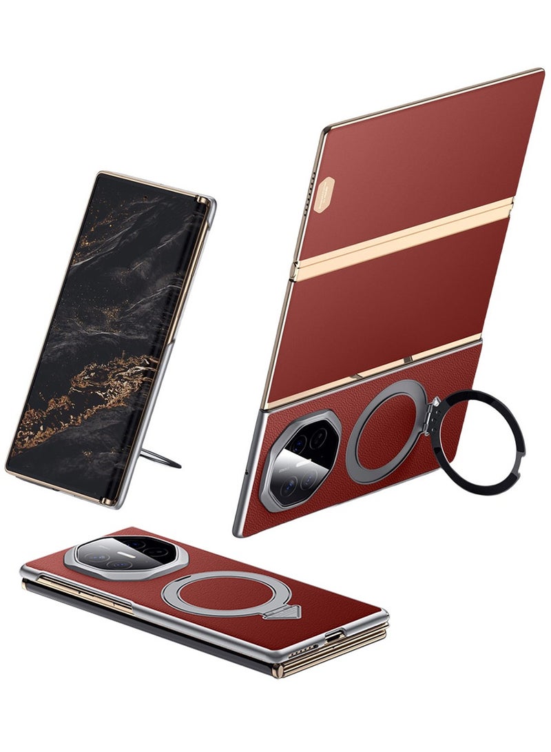 سولادا جراب جلدي أصلي لهاتف Huawei Mate XT بتصميم Ultimate، مع حامل مغناطيسي، أحمر - Image 1