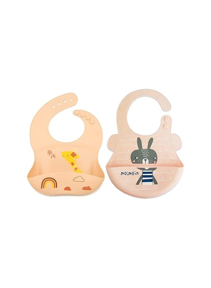 Pixie Baby Silicone Bibs,(Giraffe, Squirrel) - Image 1