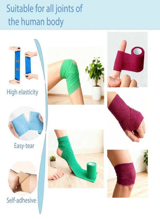 HeGangLy 12 Pack Self Adhesive Elastic Bandage Wrap,Color Athletic Tape, Vet Wrap - Image 3