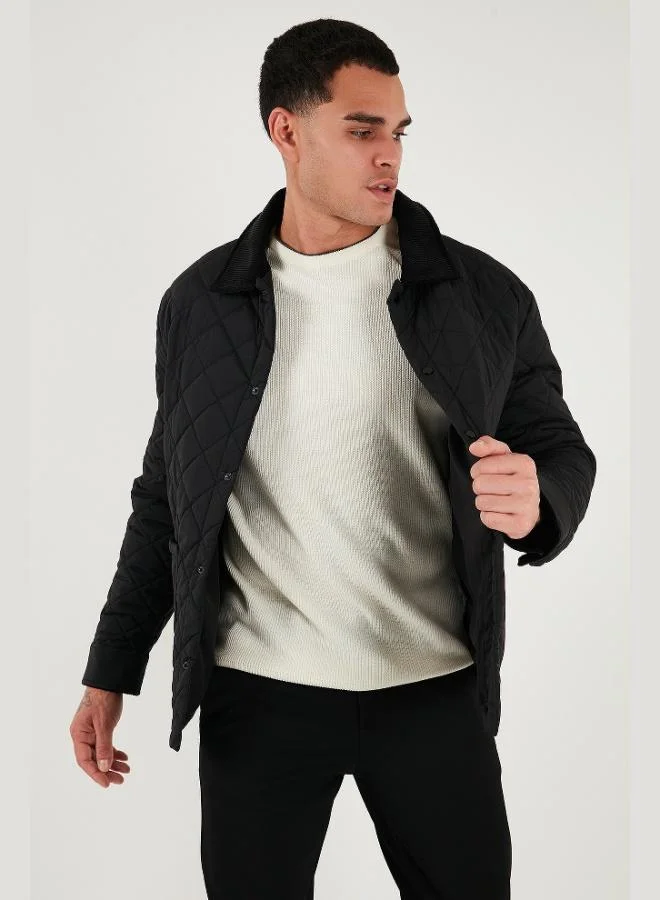 Buratti Buratti Quilted Regular Fit Velvet Detailed Coat Men's COAT 497LEROY