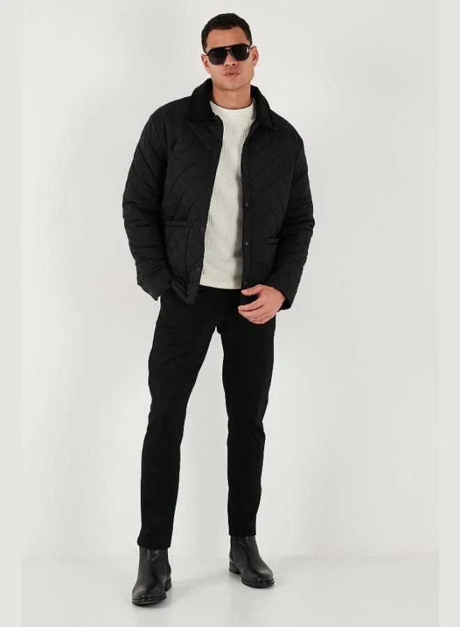 بوراتي معطف رجالي مبطن من المخمل بقصة عادية بتفاصيل بوراتي