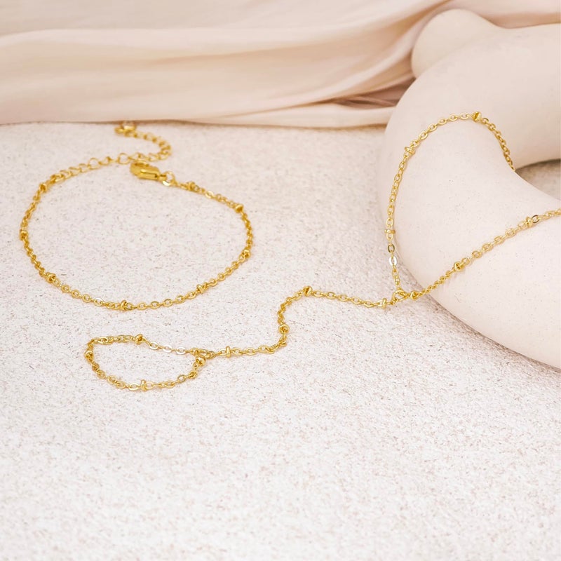 TITUTHIA Gold Bracelets for Women Non Tarnish, Trendy Gold Hand Chain Bracelet 14k Plated Gold Finger Ring Bracelet Hand Chain Layered Satellite Bracelt Stack Jewelry Set Gifts for Women - Image 5