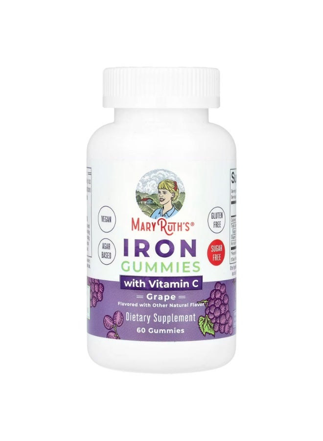 MaryRuth's حلوى جيلاتينية غنية بالحديد وفيتامين سي، خالية من السكر، بنكهة العنب، 60 حلوى جيلاتينية - Image 1