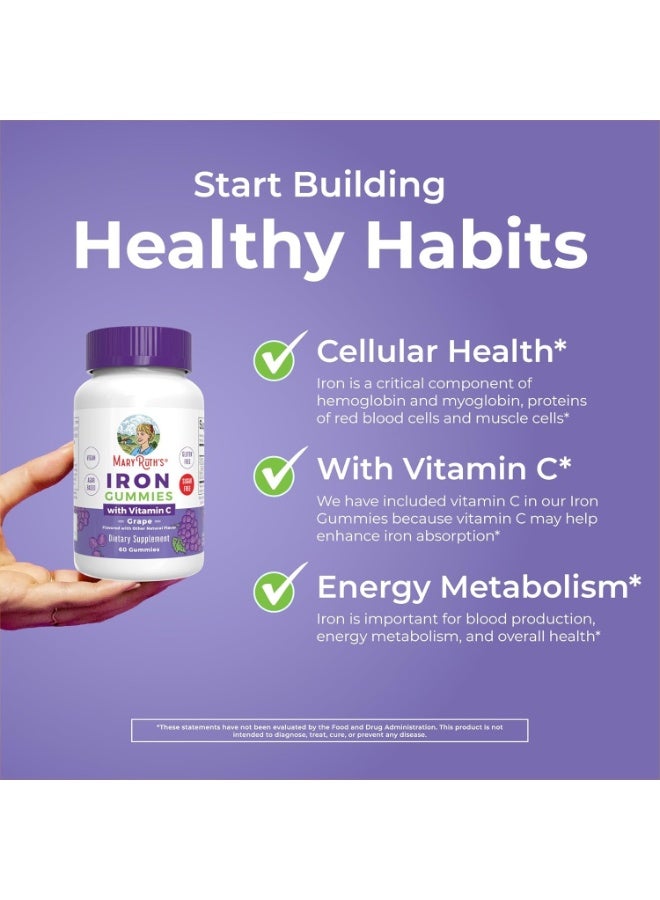 MaryRuth's حلوى جيلاتينية غنية بالحديد وفيتامين سي، خالية من السكر، بنكهة العنب، 60 حلوى جيلاتينية - Image 3