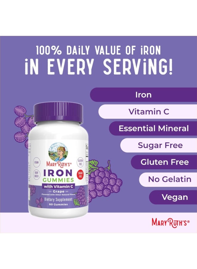 MaryRuth's حلوى جيلاتينية غنية بالحديد وفيتامين سي، خالية من السكر، بنكهة العنب، 60 حلوى جيلاتينية - Image 4