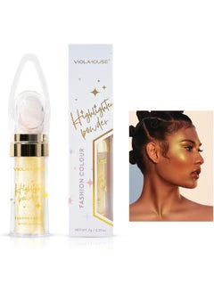 VIOLA HOUSE Highlighter Powder Stick High Gloss Face Powder StickShimmer Glitter Patting Powder for Festival Party Makeup Face Hand Body ArmsCollarbones 7g025oz Yellow