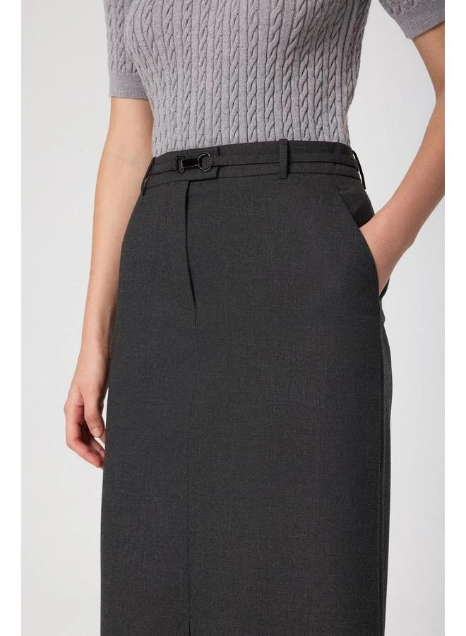 Mısırlı 1951  Gray Front-Slit Long Skirt. for Women | Best Price UAE