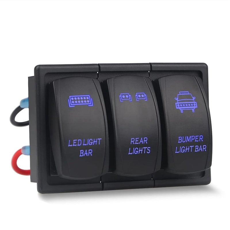 Wivplex 3 Gang Rocker Switch Panel for Car and Marine - Image 1
