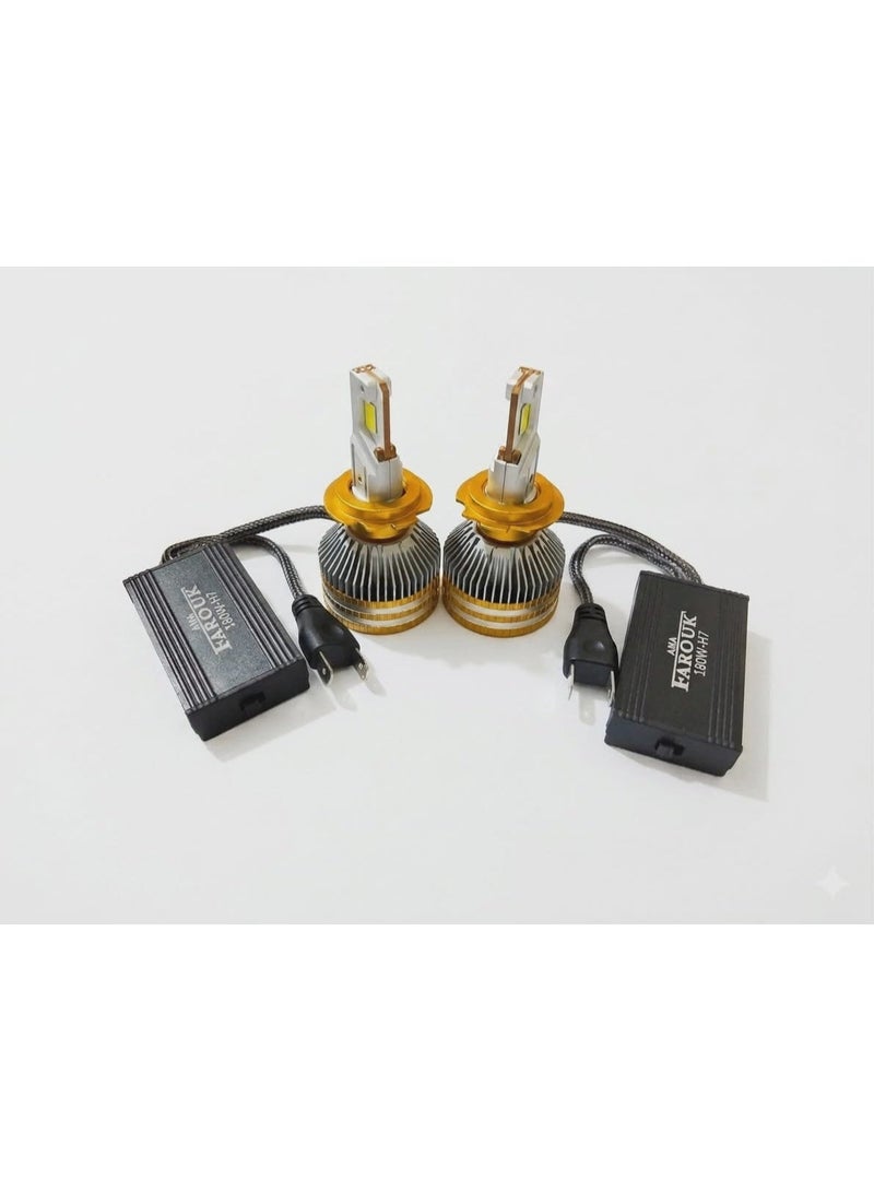 لمبات ليد أمامية للسيارات فاروق XS-250 – 180 وات H7 - Image 2