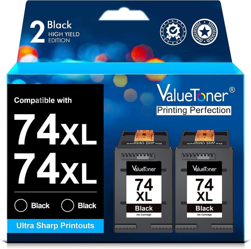 Valuetoner Remanufactured Ink Cartridge Replacement for HP 74XL High Yield CH623BN CB336WN for Deskjet D4260 D4280 D4360 Printer (2 Black) 2 Pack - Image 1