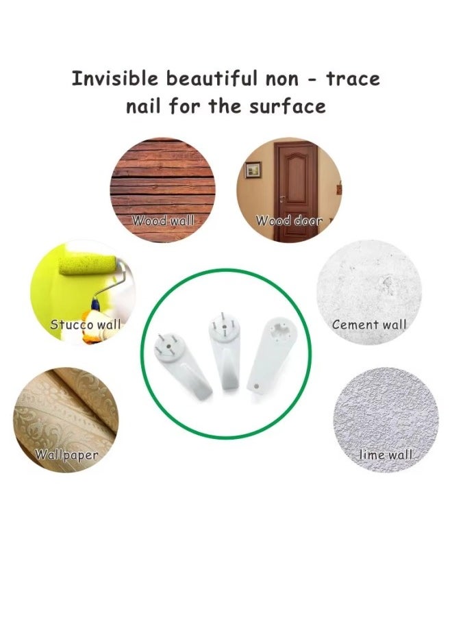 Aikenn - Invisible Nail,Screws Wall Hooks,No Trace Picture Hangers,Traceless Photo Hook,Hardwall Drywall Picture Hooks,Multi Function Heavy Duty Picture Art Painting Frame Hanger(4pc) - Image 1