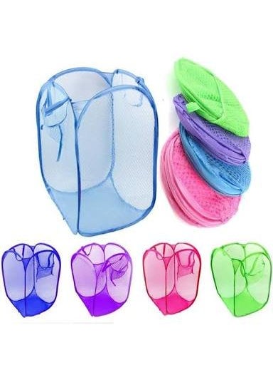 Crispy - crispy Nylon Mesh Laundry Basket (Standard Size, Colour May Vary) -Set of 2 Pieces Combo - Image 1
