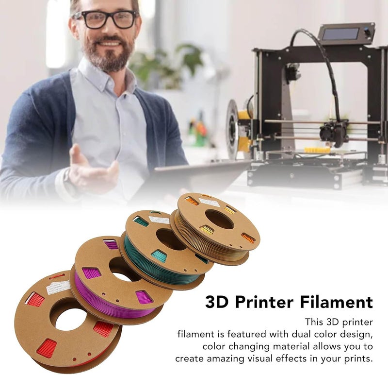 1.75mm 3D Printer PLA Filament, 250gx4 Spools Dual Color Printer Filament, 200-220℃ Silk Gradient Change Coextrusion Rainbow Filament, 3D Printing Filament for 3D Refilling - Image 4
