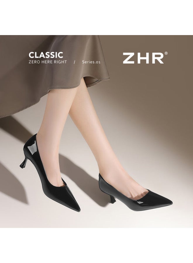 Zhr Zese Nude High Heels Women New Pointed Toe Stiletto French Style Elegant Commuter Pumps Bq117g Black 36 - Image 2