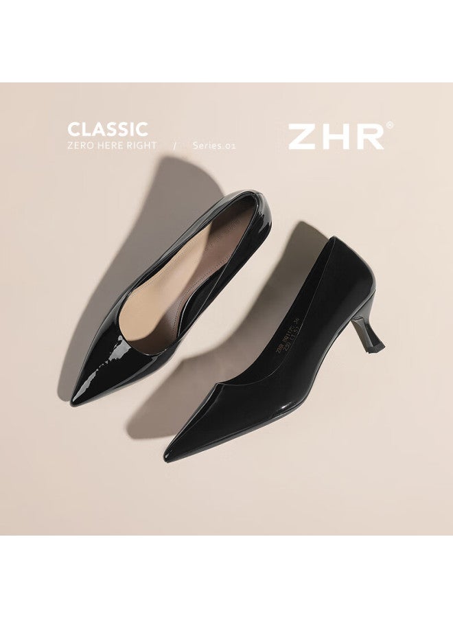 Zhr Zese Nude High Heels Women New Pointed Toe Stiletto French Style Elegant Commuter Pumps Bq117g Black 36 - Image 5