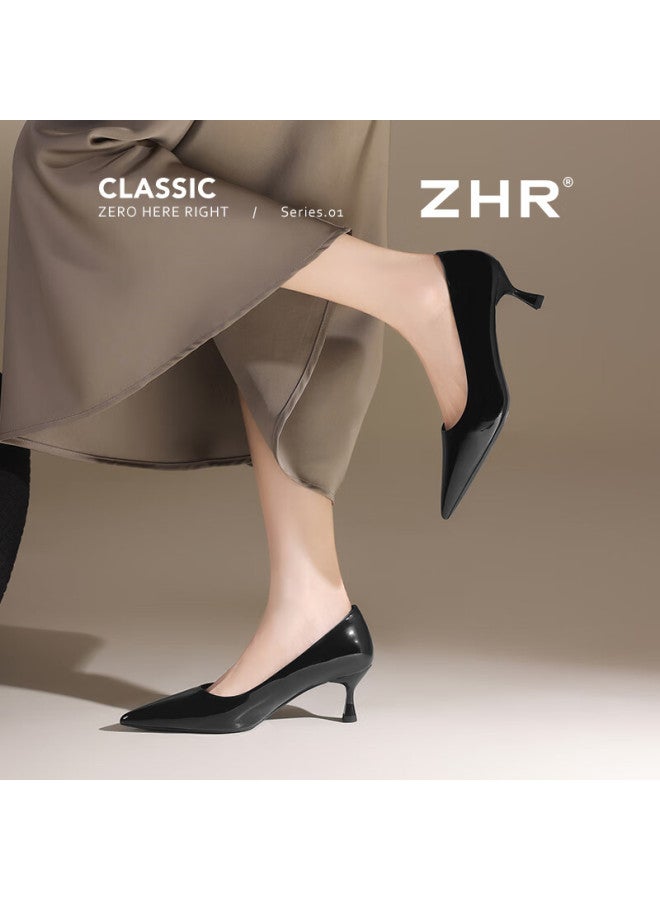 Zhr Zese Nude High Heels Women New Pointed Toe Stiletto French Style Elegant Commuter Pumps Bq117g Black 36 - Image 1