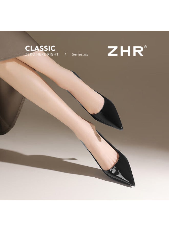 Zhr Zese Nude High Heels Women New Pointed Toe Stiletto French Style Elegant Commuter Pumps Bq117g Black 36 - Image 3